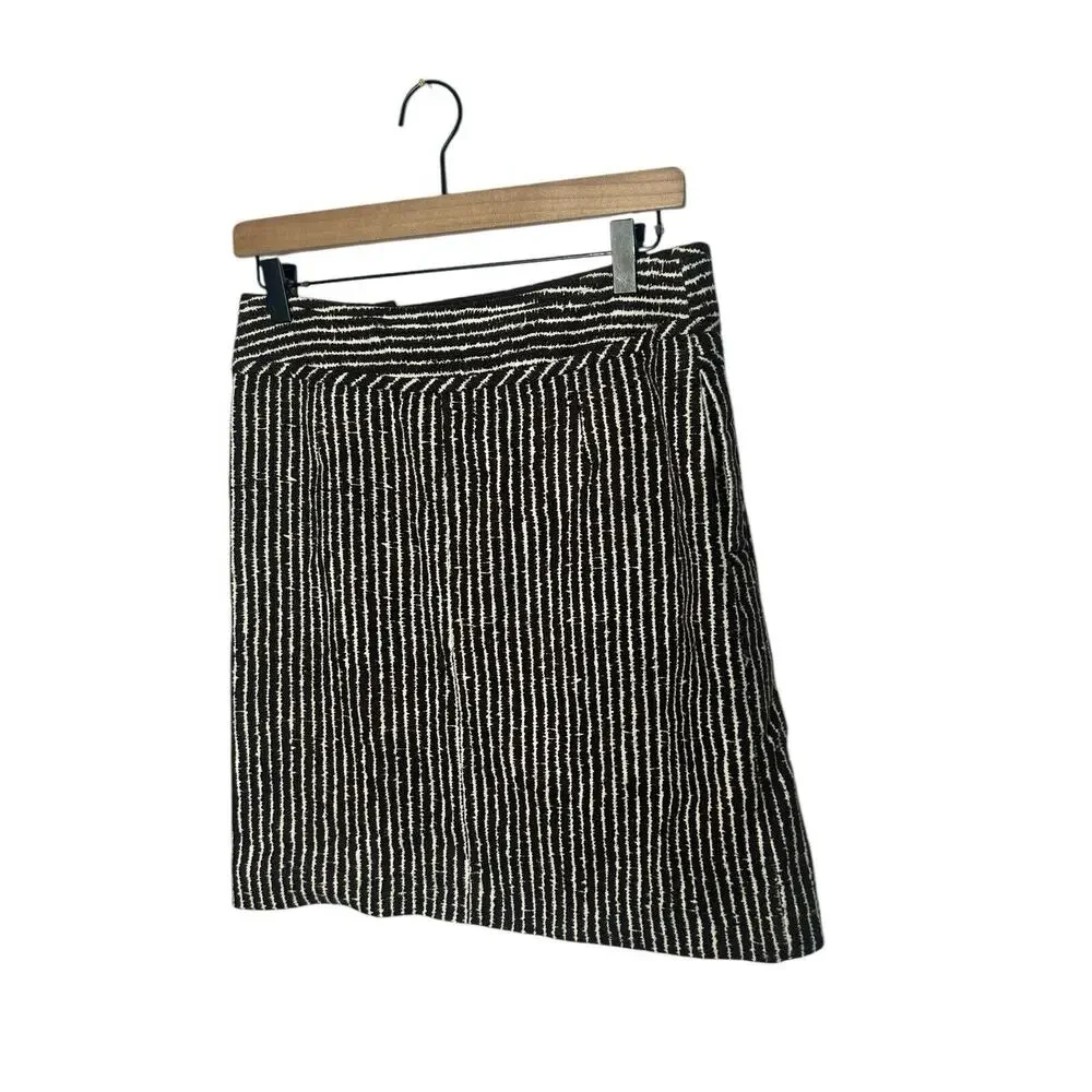 Tory Burch Pencil Skirt 6 Brown White Striped Double Breasted Pockets‎ Career